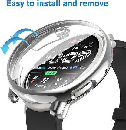 Fintie 3 Packs Screen Protector Case Compatible with Amazfit Active 2, Soft TPU Plated Bumper Full