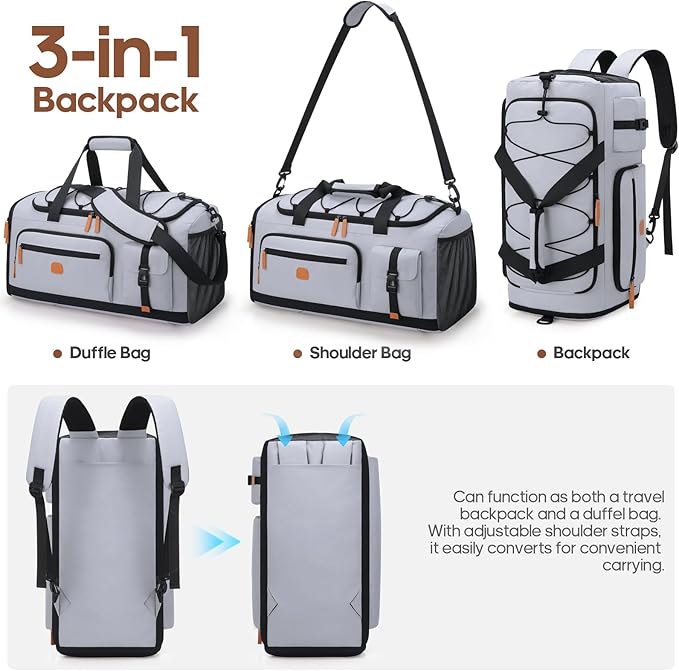 Gym Bag for Men and Women with Shoe & Laptop Compartment, 3-in-1 Sports Travel Duffel Bag