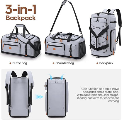 Gym Bag for Men and Women with Shoe & Laptop Compartment, 3-in-1 Sports Travel Duffel Bag