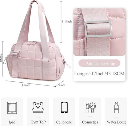 CAMTOP Mini Gym Bag for Women, Small Gym Tote Bag Puffy Quilted Sports Duffel Bag with Wet