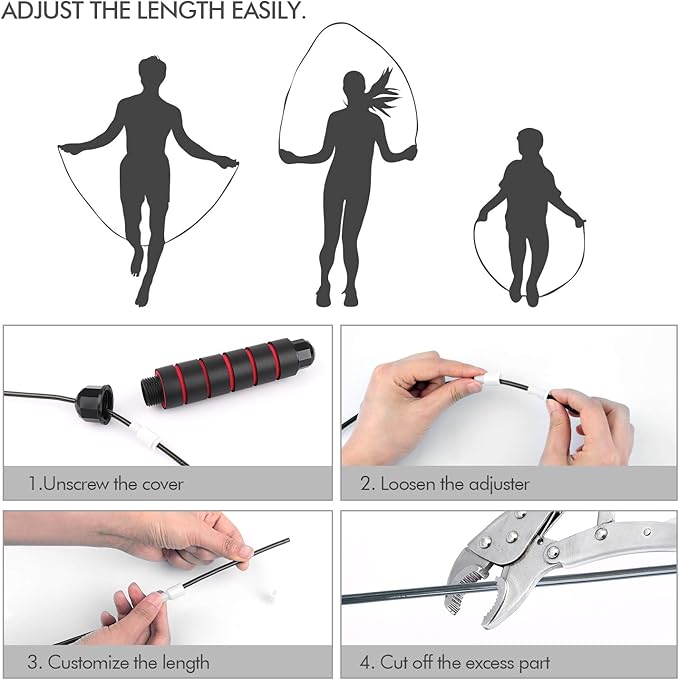 Jump Rope, Tangle-Free Rapid Speed Jumping Rope Cable with Ball Bearings for Women, Men, and Kids