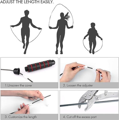 Jump Rope, Tangle-Free Rapid Speed Jumping Rope Cable with Ball Bearings for Women, Men, and Kids