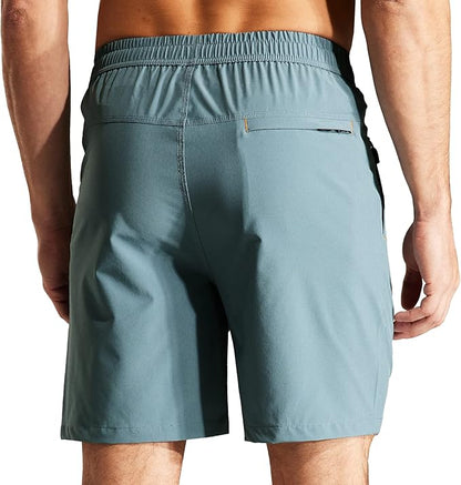 MIER Men's Quick Dry Running Shorts with Zipper Pocket, Elastic Waist Athletic Workout Exercise