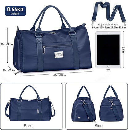 FIORETTO Womens Gym Tote Duffle Bag with Wet Pocket & Shoe Compartment, Sports Duffel Overnight