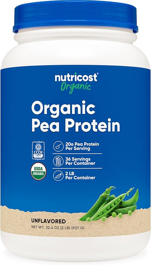 Nutricost Organic Pea Protein Isolate Powder (2LBS) - Unflavored, Certified USDA Organic, Protein