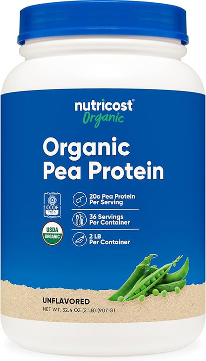 Nutricost Organic Pea Protein Isolate Powder (2LBS) - Unflavored, Certified USDA Organic, Protein