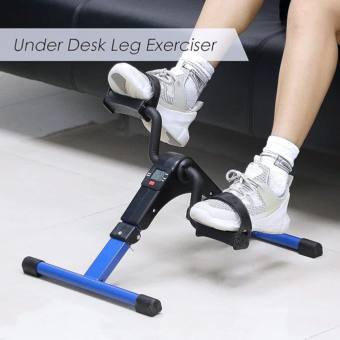 Folding Pedal Exerciser, Mini Under Desk Bike - Portable Foot Hand Cycle Peddler Machine Bicycle