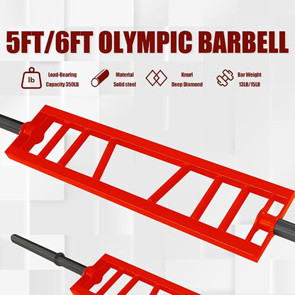 Multi Grip Barbell Swiss Bar | Cambered Barbell Multi Grip Olympic Barbell, Fits 2-inch Olympic