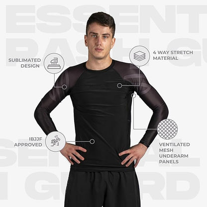 Sanabul Essential Long Sleeve Compression Training Rash Guard for MMA BJJ Wrestling Grappling and