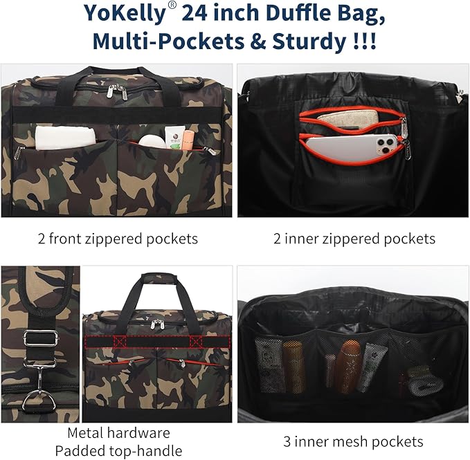 24 inch Large Gym Bag for Men - 65L Hard Bottom Duffle Bag with Shoes Compartment for Sport/Travel