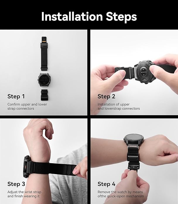 Aulumu C11 for Garmin Watch Band 26MM | Mag Buckle Slim Band | Memory Quick Release | Velvet Nylon