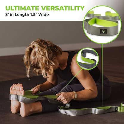Gradient Fitness Stretching Strap for Physical Therapy, 12 Multi-Loop Stretch Strap 1.5" W x 8' L