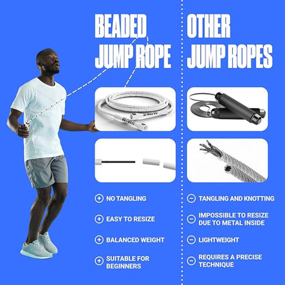 Sportbit Elite Beaded Jump Rope - Adjustable Speed Rope for Fitness, CrossFit, Boxing