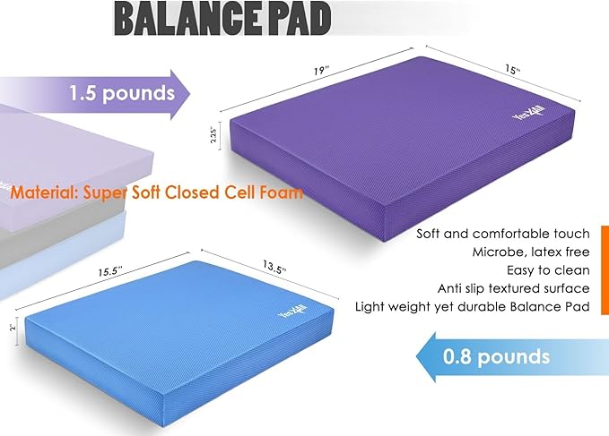 Yes4All Upgraded Size Foam Pad for Exercise, Nonslip Foam Balance Pad Physical Therapy, Yoga &