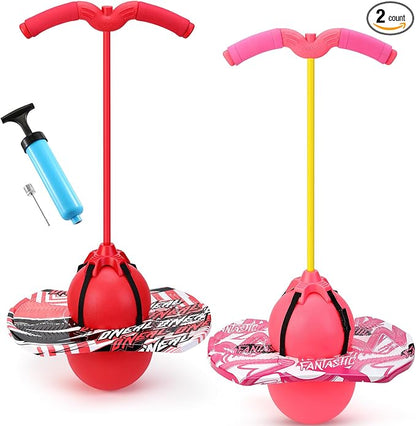 Layhit 2 Pcs Pogo Jumper with Handle for Kids Pump Pogo Ball Stick Jumper Balance Bounce Ball with