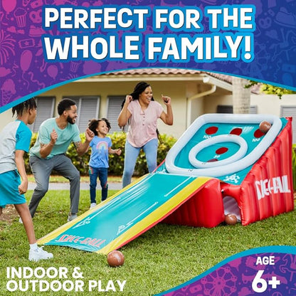 Flybar FunPark Giant Inflatable Skee-Ball Game – 11 Ft Long w/ 4 Balls & Electric Air Pump – Indoor
