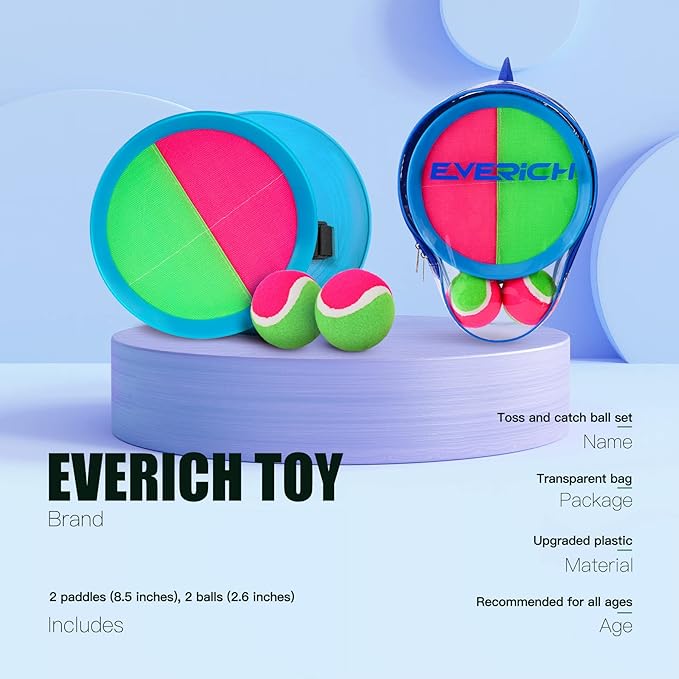 EVERICH Upgraded Toss and Catch Ball Game Set - Indoor and Outdoor Games for Kids 3-12, Beach Sand