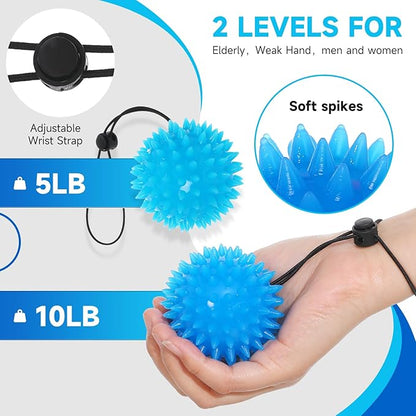 Hand Grip Strenthener - Squeeze Balls for Hand Therapy Set (5LB+10LB), Hand Exercise Ball for