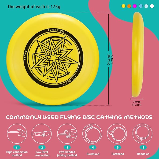 Outdoor Flying Disc 175g,Adult Sport Disc Set for Competitive and Pro Players,Flying Disc Set
