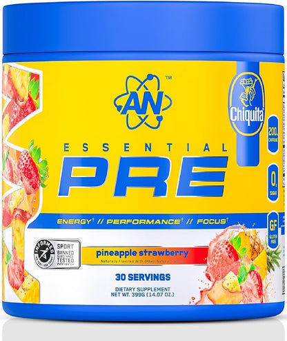 AN Essentials Pre-Workout Powder Supplement for Men & Women | Energy Mix with 200mg Caffeine, Beta