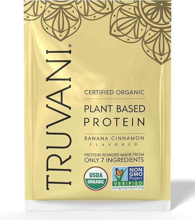 Truvani Vegan Pea Protein Powder | Banana Cinnamon | 20g Organic Plant Based Protein | 1 Serving |