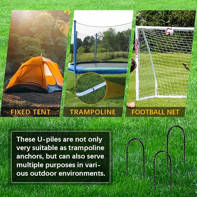 12" Trampoline Stake Anchors high Wind u Stakes for Ground Anchor Heavy Duty Stakes Trampoline