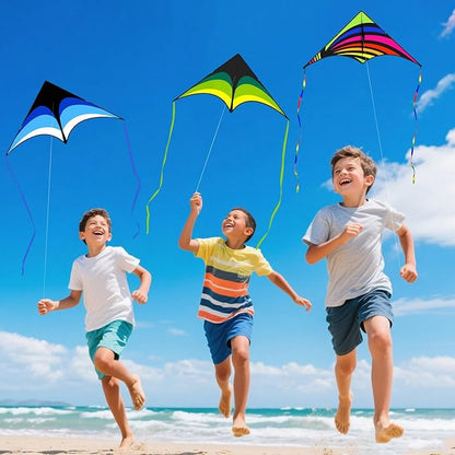 Mint's Colorful Life 3 Pack Delta Kites for Kids & Adults, Easy to Fly Large Kite Set for