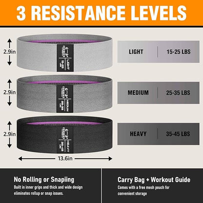 Fabric Resistance Bands for Working Out - Exercise Bands for Women and Men, Booty Bands for Legs