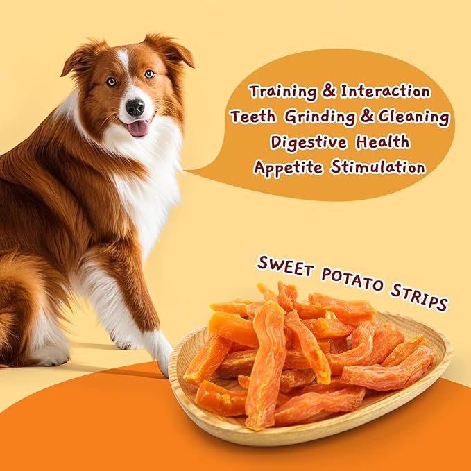 Jungle Calling Sweet Potato Dog Treats,Low Fat Natural Soft Chews for Weight Management, Single