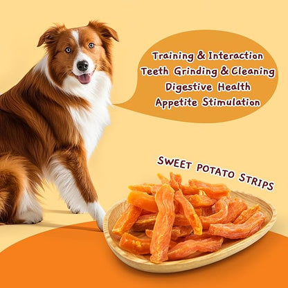 Jungle Calling Sweet Potato Dog Treats,Low Fat Natural Soft Chews for Weight Management, Single