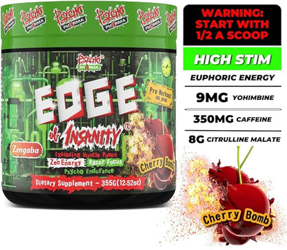 Psycho Pharma Strongest High Stim Preworkout Powder - Edge of Insanity - Most Intense Pre Workout