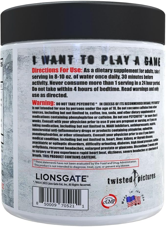 Insane Labz Psychotic Saw®, High Stim Pre Workout Powder with OxyGold­??and AMPiberry®, Extreme