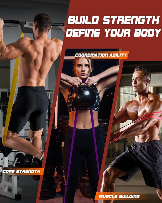 Resistance Bands Set - Pull Up Bands for Men Women, Exercise Bands Resistance with Door Anchor