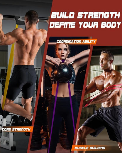 Resistance Bands Set - Pull Up Bands for Men Women, Exercise Bands Resistance with Door Anchor