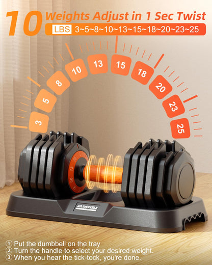 2026 Upgrade Adjustable Dumbbell Set 25lb/55lb, Small Increment in 3-6lb, 1 Hand Quick-Dial
