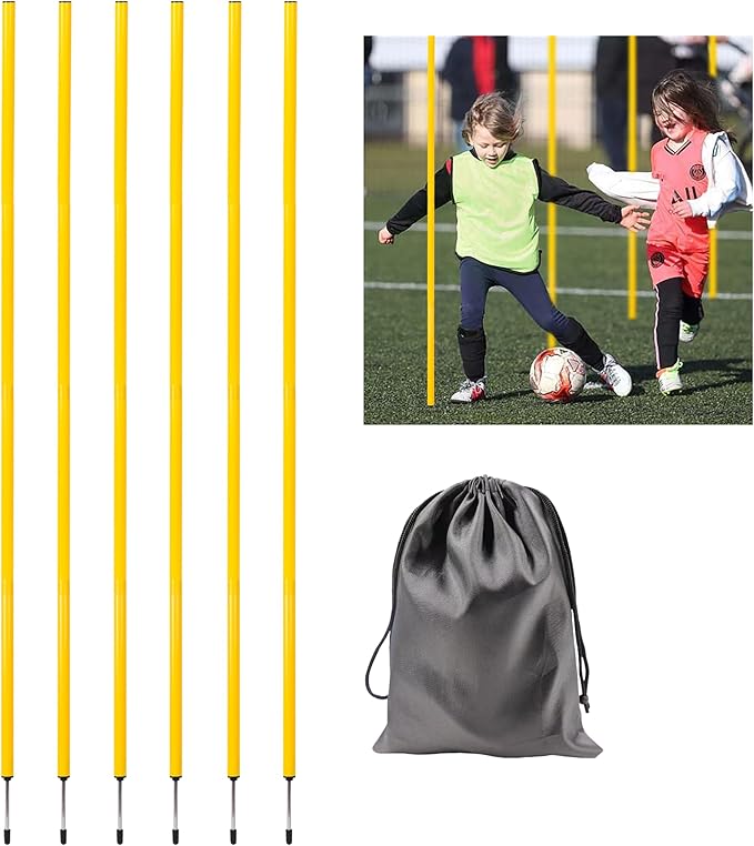 6 Pcs 5FT Adjustable Agility Training Poles for Soccer,Basketball,Football,Dog,Horse Training-Speed