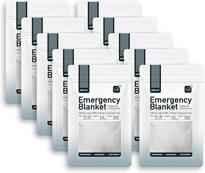Altland 10 Pack of Emergency Blankets - Heat Reflective Blankets for Winter Survival Kits, Disaster