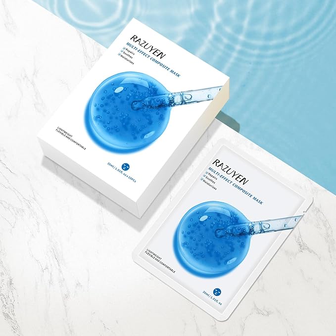 Soothing Face Sheet Mask (10 Sheets), Anti-Aging, Detoxifying & Moisturizing Face Mask for