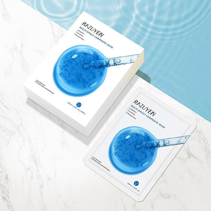 Soothing Face Sheet Mask (10 Sheets), Anti-Aging, Detoxifying & Moisturizing Face Mask for