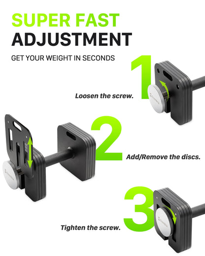 Eisenlink Adjustable Dumbbells, 80lbs Pair, 5pound Increments, Quick-Lock