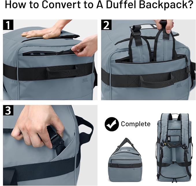 MIER Water Resistant Backpack Duffle Heavy Duty Convertible Duffle Bag with Backpack Straps for