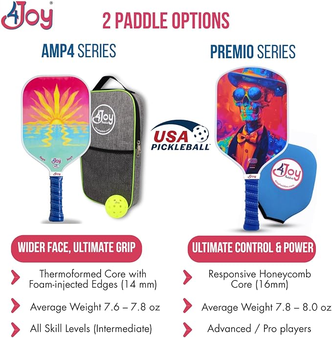 4Joy Pickleball Paddle Premio Series - Thermoformed Premium T700 Carbon Fiber Pickleball Paddless