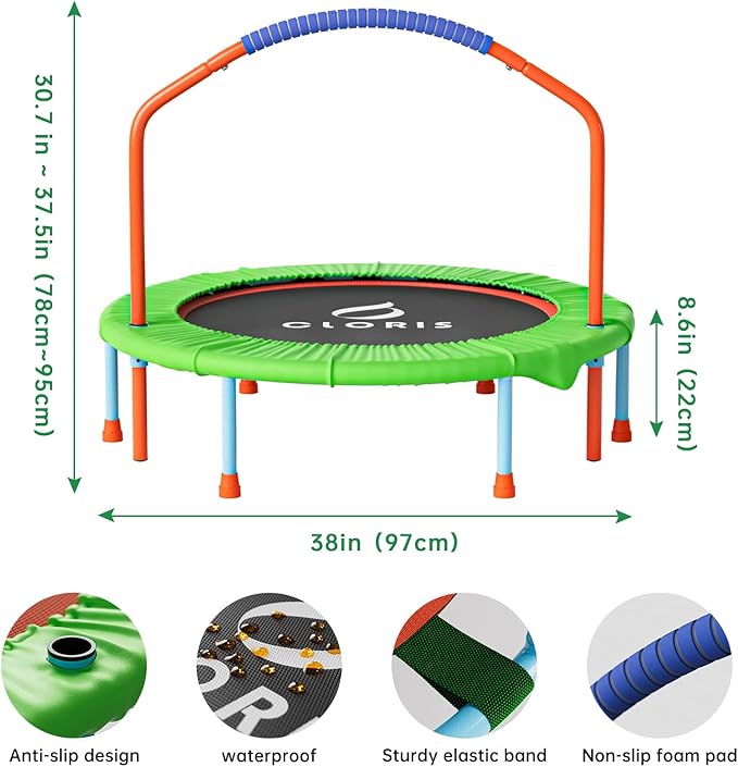 CLORIS 38in/48in Folding Trampoline - Max Load 220lbs / 450lbs Trampoline Rebounder Trampoline for