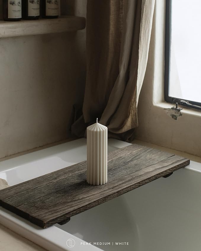 LAWA Ribbed Peak Pillar Candle - Large Beautiful Handmade Pillar Scented Soy Wax Candle Elegant