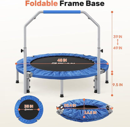 BCAN 40/48" Foldable Mini Trampoline Max Load 330lbs/440lbs, Fitness Rebounder with Adjustable Foam