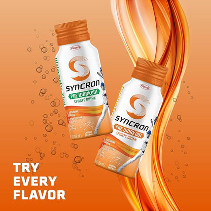 Syncron Pre Workout Sports Drink Endorsed by Shohei Ohtani, Aluminum Bottled, Sugar Free Energy