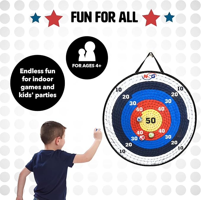 NSG Target Toss Large Dart Board for Kids 30in Giant Kids Dart Board Double Sided Game Set for