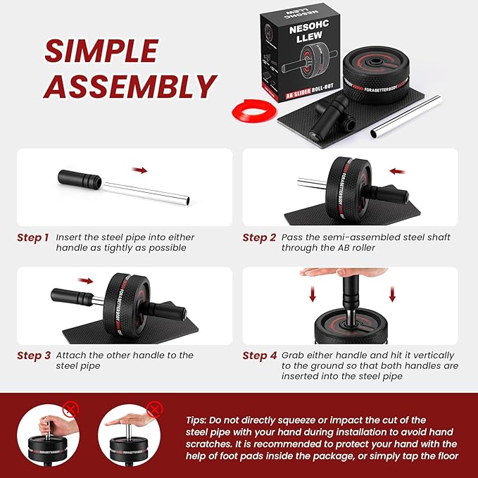 Upgraded Ab Roller Wheel. Abdominal Training Roller for Men/Women, Abdominal Wheels Widened to 3.4