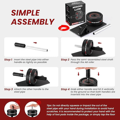 Upgraded Ab Roller Wheel. Abdominal Training Roller for Men/Women, Abdominal Wheels Widened to 3.4