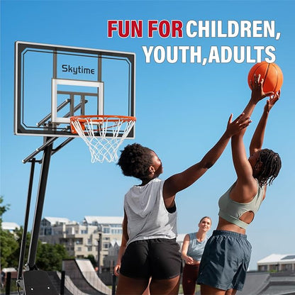 Basketball Hoop 44&48 Inch Backboard Portable Basketball Hoop Outdoor,5.3-10ft Stepless Regulation